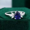 Blue Sapphire and Diamond Ring in White Gold