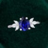 Pear Shaped Blue Sapphire Diamond Engagement Ring in White Gold