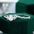 White Gold Pear Shaped Moissanite Wedding Set