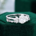 White Gold Pear Shaped Moissanite Wedding Set