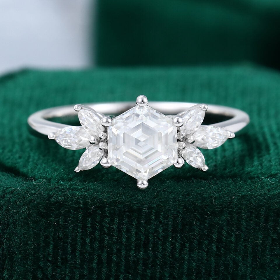 Hexagon Moissanite Ring