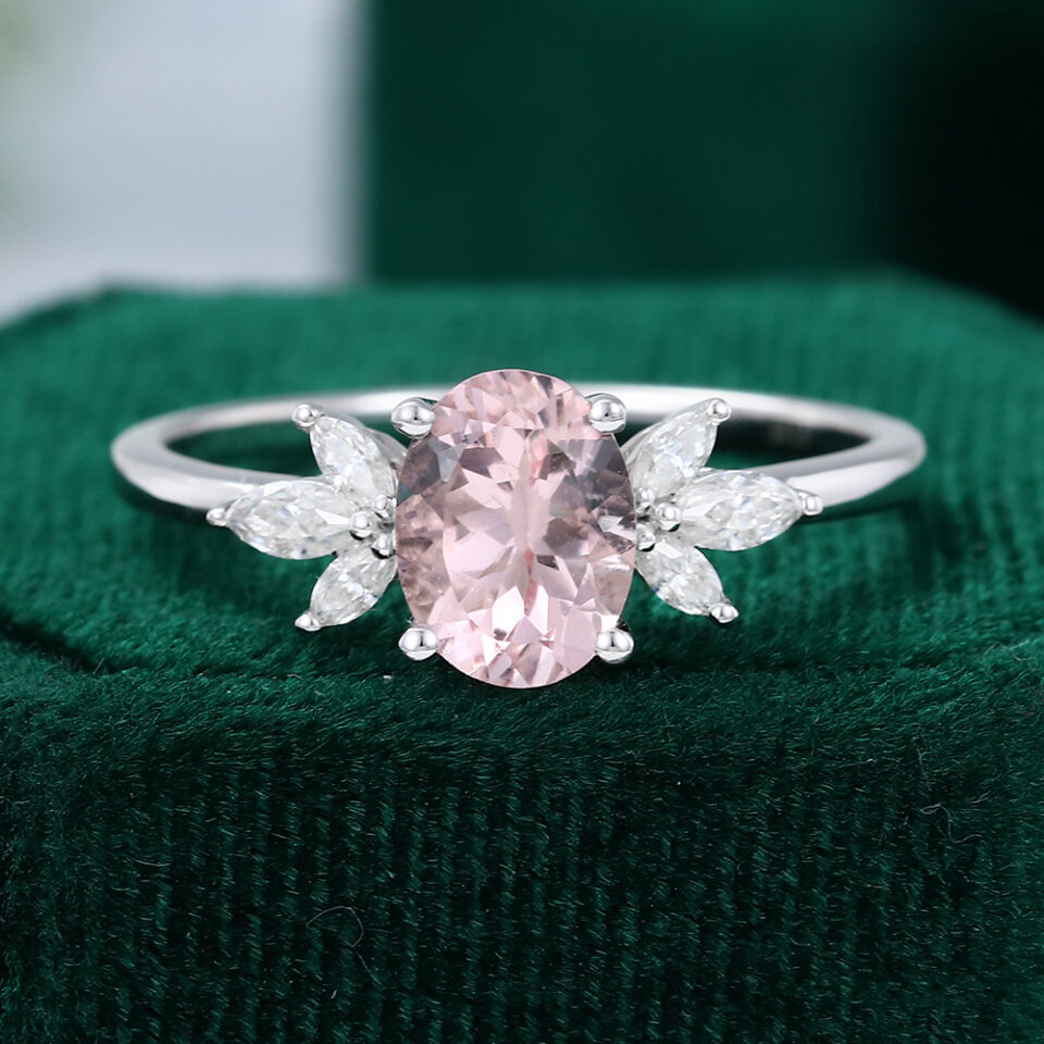 MOLLYJEWELRY White Gold Morganite Engagement Ring