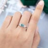 MOLLYJEWELRY White Gold Moss Agate Engagement Ring