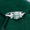 MOLLYJEWELRY White Gold Moss Agate Engagement Ring