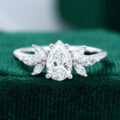 White Gold Pear shaped 5*8mm Moissanite Band Rings
