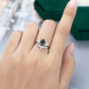 MOLLYJEWELRY White Gold Pear shaped Black Rutilated Quartz Wedding Set