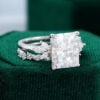 MOLLYJEWELRY White Gold Radiant cut Moissanite Wedding Set