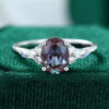 Oval Alexandrite White Gold Engagement Ring with Moonstone Accents