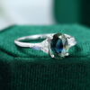 MOLLYJEWELRY White gold Green Blue Sapphire Engagement Ring