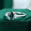 MOLLYJEWELRY White gold Green Blue Sapphire Engagement Ring