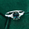 MOLLYJEWELRY White gold Green Blue Sapphire Engagement Ring