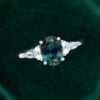 MOLLYJEWELRY White gold Green Blue Sapphire Engagement Ring