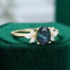MOLLYJEWELRY Yellow Gold Oval Green Blue Sapphire Engagement Ring