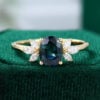 MOLLYJEWELRY Yellow Gold Oval Green Blue Sapphire Engagement Ring