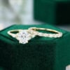 MOLLYJEWELRY Yellow gold Oval cut Moissanite Engagement Ring Set