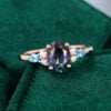Rose Gold Alexandrite and Topaz Engagement Ring