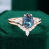 MOLLYJEWELRYUS Alexandrite Rose Gold Engagement Rings Set