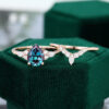 MOLLYJEWELRYUS Alexandrite Gold Engagement Rings Set