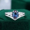 MOLLYJEWELRYUS Alexandrite White Gold Engagement Rings Set