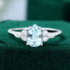 Pear Shaped Aquamarine Classic Cluster Engagement Ring For Women
