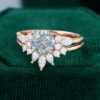 MOLLYJEWELRYUS Gray Moissanite Rose Gold Engagement Ring Set