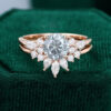 MOLLYJEWELRYUS Gray Moissanite Rose Gold Engagement Ring Set