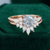 MOLLYJEWELRYUS Gray Moissanite Rose Gold Engagement Ring Set