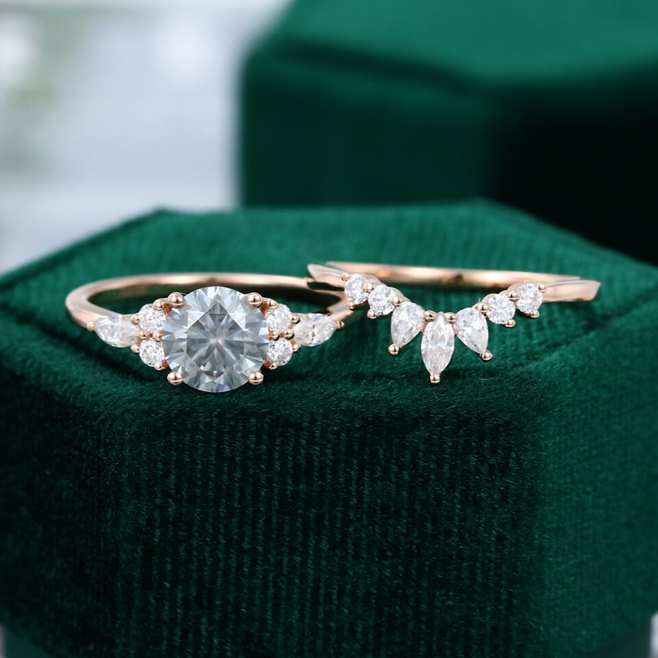 Grey Moissanite Engagement Ring