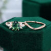 Green Blue Sapphire Engagement Ring Set