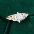 18K Yellow Gold 1CT Hexagon Moissanite Ring