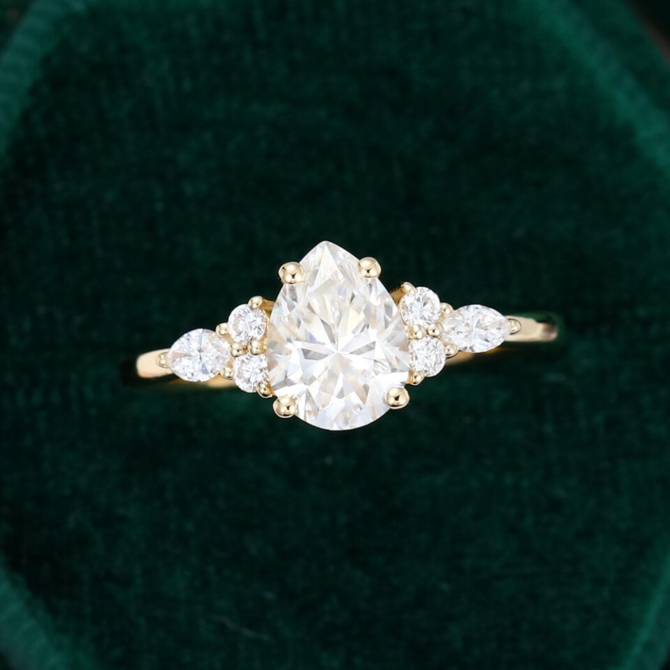 MOLLYJEWELRYUS Moissanite Gold Engagement Ring