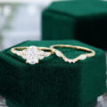 Vintage Yellow Gold Oval Cut Moissanite Ring Set