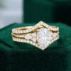 MOLLYJEWELRYUS Moissanite Gold Engagement Ring Set