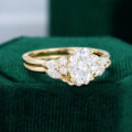 Vintage Yellow Gold Oval Cut Moissanite Ring Set