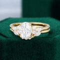 Vintage Yellow Gold Oval Cut Moissanite Ring Set