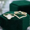 Yellow Gold Vintage Oval Moissanite Wedding sets