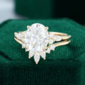 14K Yellow Gold Vintage Moissanite Engagement Ring Set
