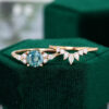 Moss Agate Engagement Ring Set