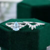 MOLLYJEWELRYUS Pear Shaped Aquamarine Engagement Ring Set