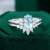 MOLLYJEWELRYUS Pear Shaped Aquamarine Engagement Ring Set