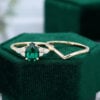 Yellow Gold Emerald Engagement Ring Set