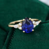 Pear Shaped Yellow Gold Sapphire and Diamond Engagement Rings