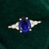 Pear Cut Gold Sapphire and Diamond Engagement Rings