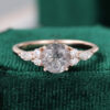 MOLLYJEWELRYUS Round Shaped Black Quartz Rutilated Engagement Ring