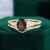MOLLYJEWELRYUS Smoky Quartz Gold Engagement Ring Set