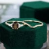 Smoky Quartz Gold Engagement Ring Set