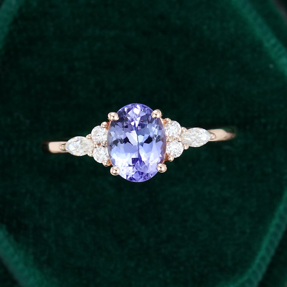 MOLLYJEWELRYUS Tanzanite Gold Engagement Ring