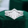 MOLLYJEWELRYUS White Gold Moissanite Engagement Rings Set