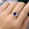 MollyjewelryUS Diamond And Sapphire Engagement Ring Set