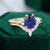 MollyjewelryUS Diamond And Sapphire Engagement Ring Set